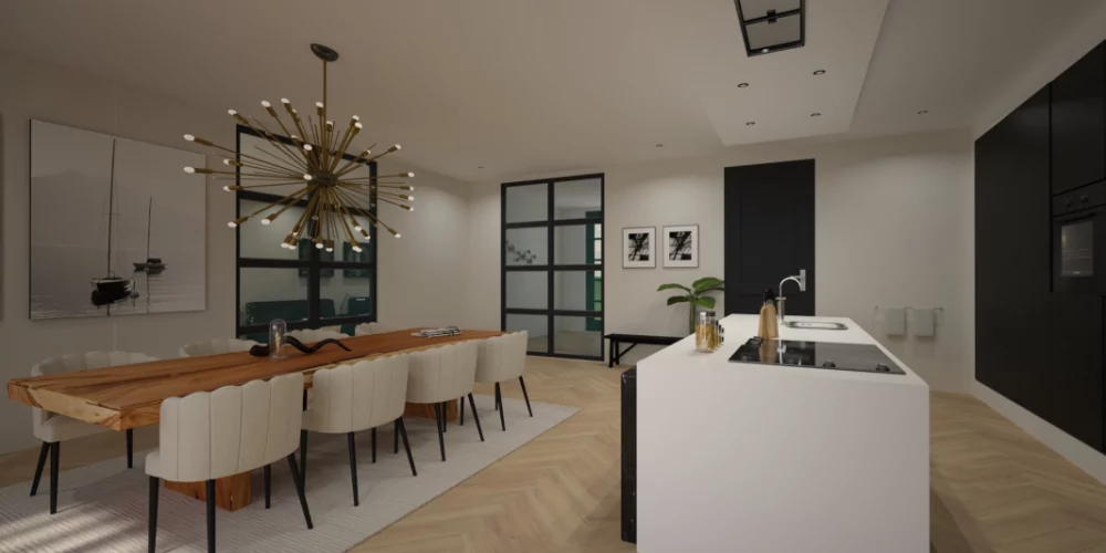 3D ontwerp limburg, Virtual Reality, art impression, woonkeuken, kookeiland