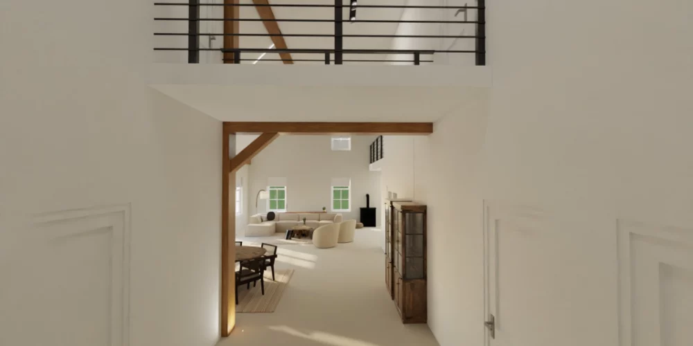 de perfecte verbouwing van woonboerderij Nijeveen, art impression woning, Virtual reality ontwerp, 3D ontwerp, living
