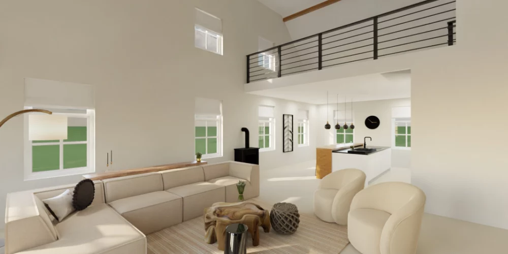de perfecte verbouwing van woonboerderij Nijeveen, art impression woning, Virtual reality ontwerp, 3D ontwerp, woonkamer, keuken