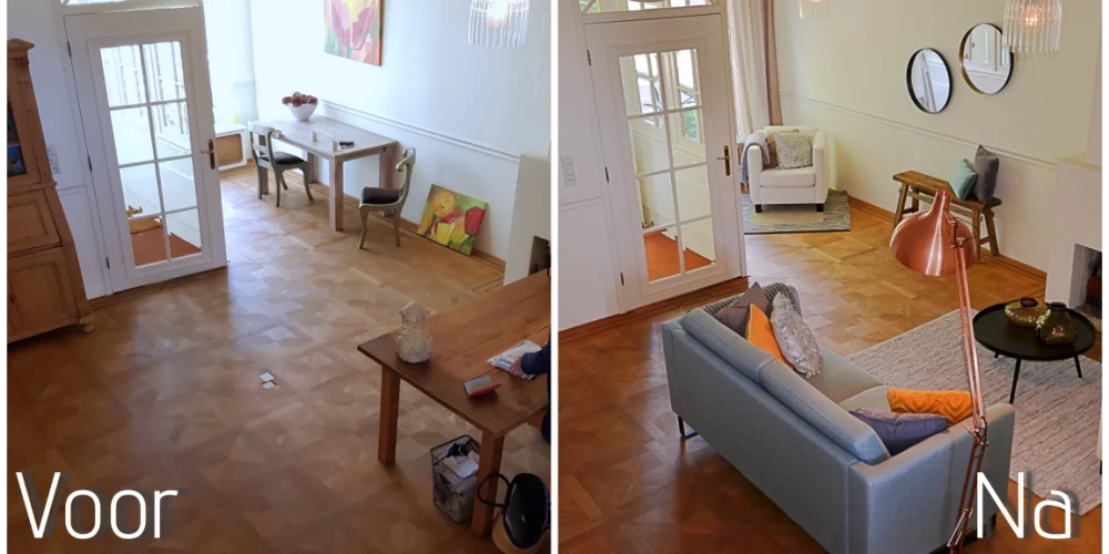 meubels huren, meubelverhuur voor verkoop woning, huis verkopen, gemeubileerd, voor en na, resultaat