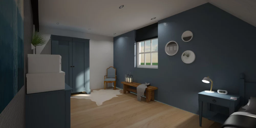 verbouwing woonboerderij Ridderkerk, plattegrond, VR, Virtual reality ontwerp, 3D, slaapkamer